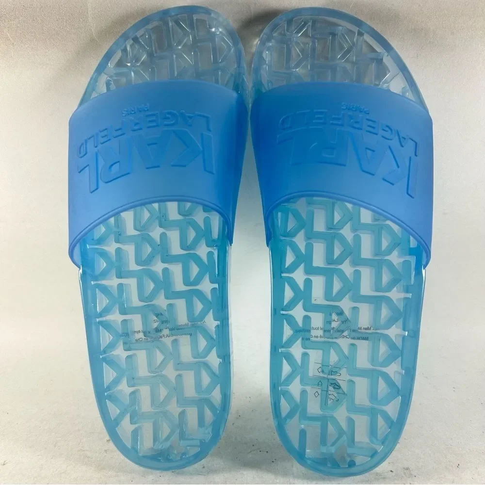 Karl Lagerfeld Paris Twila Women’s Logo Sandals Slides Blue Size 9 M - Picture 5 of 8